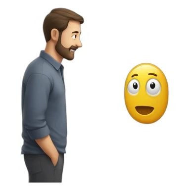 a man in front of a marker board talks about the design of a device sticker