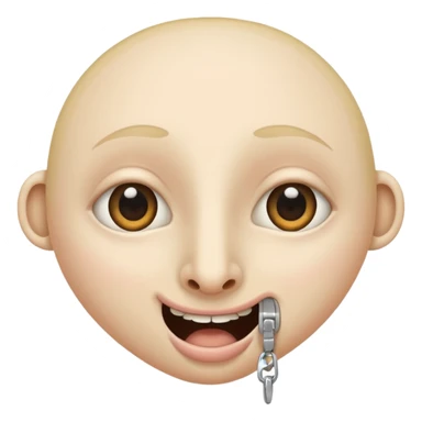 face with a zipper mouth and a long nose peeking out sticker