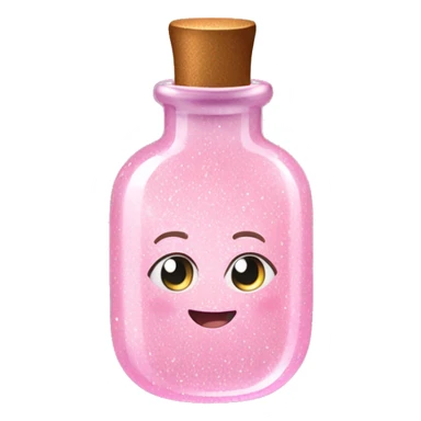 light pink glitter in a little magical looking bottle oval sticker