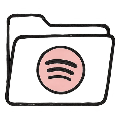 A music folder icon with a light pink Spotify logo sticker