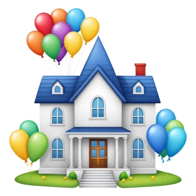 white house with balloons on top sticker