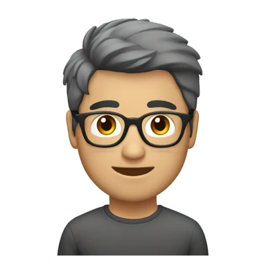 Chico moreno con franela gris. Cabello corto, liso y negro. sticker