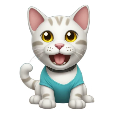 happy cat with t-shirt on the beach sticker