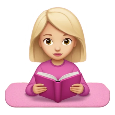 The girl is reading nomoz in the pink carpet of nomoz sticker