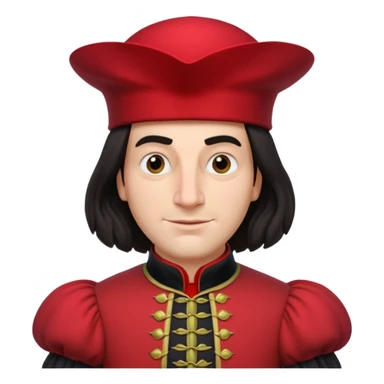 lord farquad avec un chapeau rouge plat sur le dessus, il a un vêtement rouge avec des manches bouffantes sticker