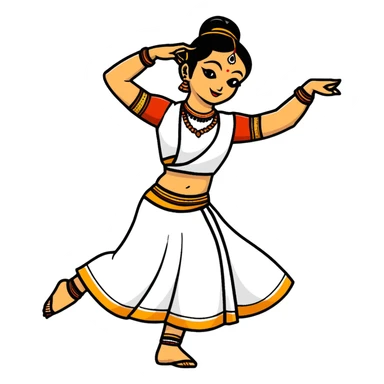 dancer in traditional Indian attire, mid-dance pose, vibrant colors sticker