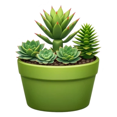 a long green planter with spiky and round succulents sticker