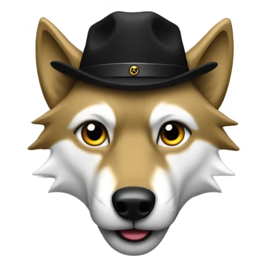 Wolf wearing a black hat with a golden W on it  sticker