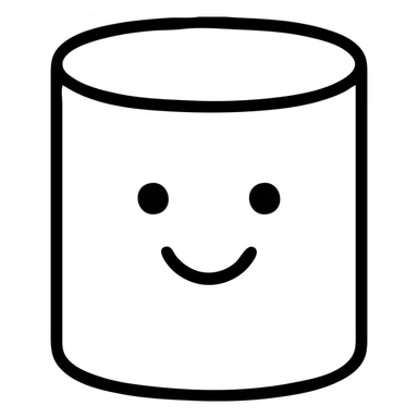 outlined marshmallow with a face, no fill sticker