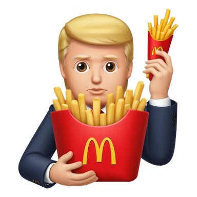 Trump holding McDonald’s French fries sticker