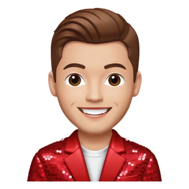 Mikey Graham from Boyzone with brown hair, light skin, red sequin outfit sticker