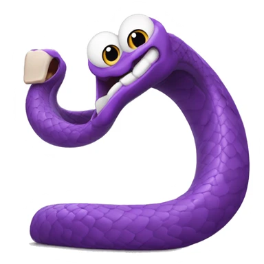 A purple snake laughing joyfully, showing its humor. sticker
