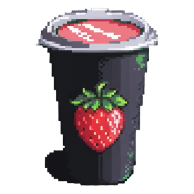 strawberry green tea in a to-go cup pixel art sticker