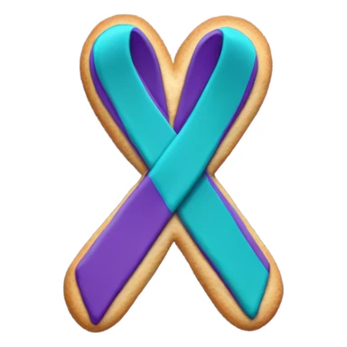 Purple teal Suicide awareness ribbon, cookie heart sticker