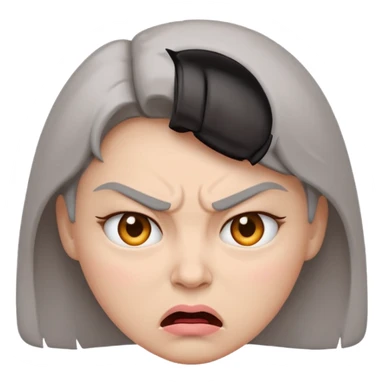 minimal flat emoji of an angry face,
slightly furrowed eyebrows,
tight lips but not angry,
emotion restrained and subtle,
soft pastel warm-gray tones,
emotional but calm design,
modern female health app style,
transparent background,
vector illustration
 sticker