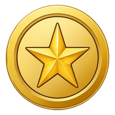 Gold star coin emoji in a circle sticker