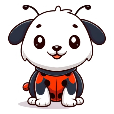 cute puppy in a ladybug costume sticker