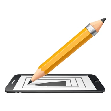 Minimalistic flat vector icon, iOS style, thin black contour on white background. Pencil with sketch lines on paper. No text, no shadows. sticker
