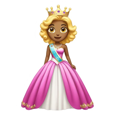 Pageant queen with sash and crown on full body sticker