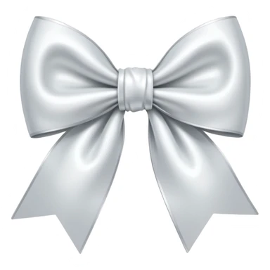 white satin bow, tied neatly, shiny texture sticker
