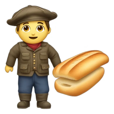 Français avec un béret une marinière et une baguette de pain sticker