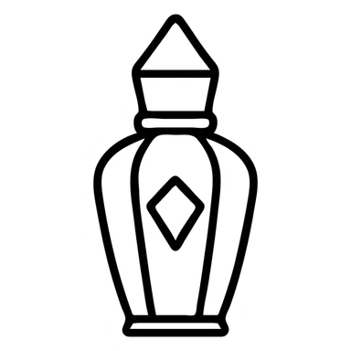 stylized elegant perfume bottle inspired by Xerjoff fragrances, focus on unique bottle shape and luxurious design, bottle silhouette and details only, no characters or text sticker