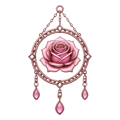 Rose-pink-metal-chained romantic delicate fine pretty suncatcher  sticker