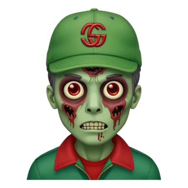 Create a zombie emoji with a gucci cap sticker