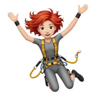 bungee jumping face only with hair flying red hair sticker