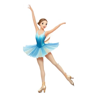 An colorful icon featuring a graceful figure skater performing a spin on the ice. The background includes a grand ice rink palace with shining spotlights and cheering spectators in the stands. Transparent background highlights the elegance and artistry of figure skating sticker