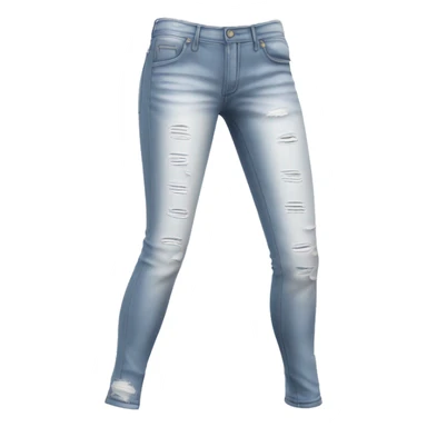 Realistic isolated pair of white distressed ripped fashion jean jegging pants. sticker