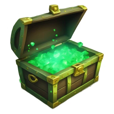 open treasure chest with green smoke coming out and green diamonds on the floor sticker