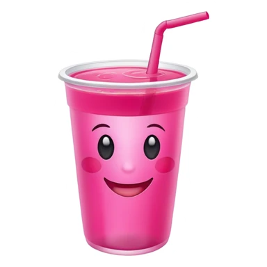 Pink juice in a plastic cup with a smile sticker