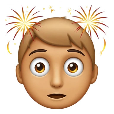classic emoji style face with wide eyes and fireworks in the background sticker