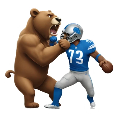 Detroit lion punching a bear sticker
