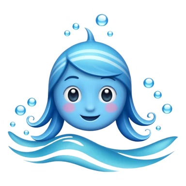 emoji of the sea, calm blue waves, sparkling water, isolated on white background, soft shadows, high detail, playful and cute. sticker