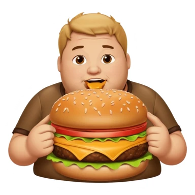 fat guy eating burger sticker