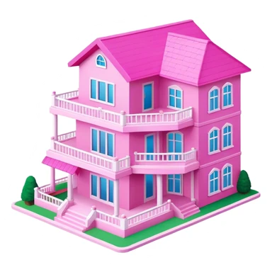 Pink Barbie dream house, isometric exterior view sticker
