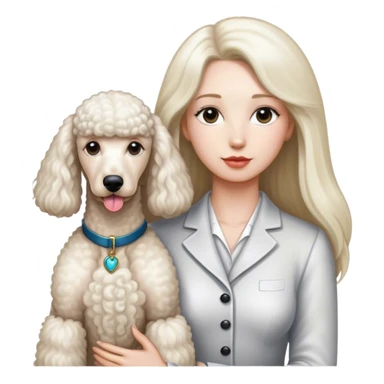 White Standard Poodle and Straight long hair Women sticker