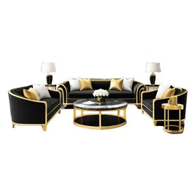 Luxurious black marble living room with gold and white accents  sticker