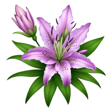 bouquet Lavender Oriental Lily, luxuriant, leaf, bud sticker
