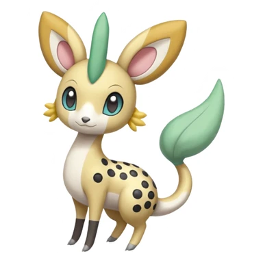 Blushing Spotted Dotted randomly Splash-marked Meloetta- Leavanny-Gallade-Ampharos-Inteleon-Nidoqueen-Fakémon-Pokémon-hybrid-fusion-creature, full body sticker
