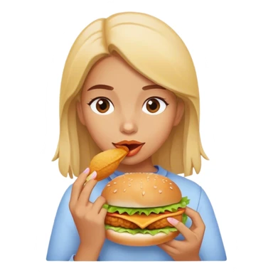 Girl eating chicken sandwich sticker