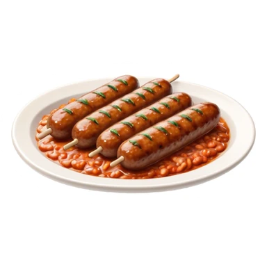 Cinematic Realistic Cevapi Dish Emoji, depicted as small, grilled minced meat sausages with a charred exterior rendered with lifelike textures and warm, savory lighting. sticker