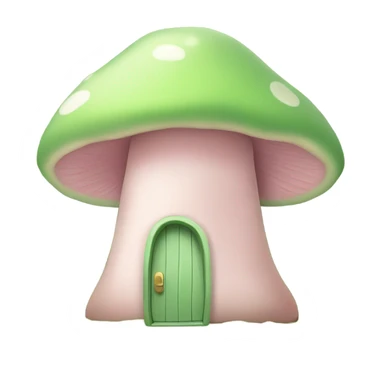 Light pastel pink mushroom house green moss sticker