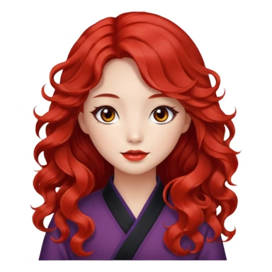 Beautiful girl, red hair,wavy hair，long hair,Black eyes,Chinese con lente sticker