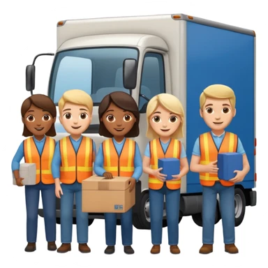 create a realistic emoji showing warehouse logistic partners sticker
