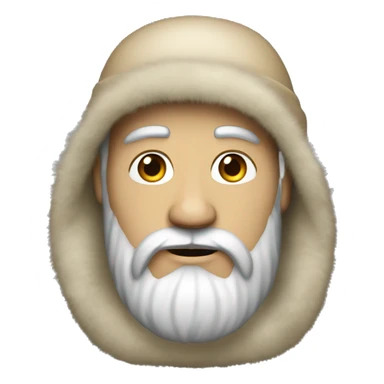 a white man with a black long beard and a beige cap, wearing a fur jacket sticker