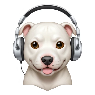 white pitbull head with headphones sticker