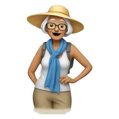 Old lady on vacation  sticker